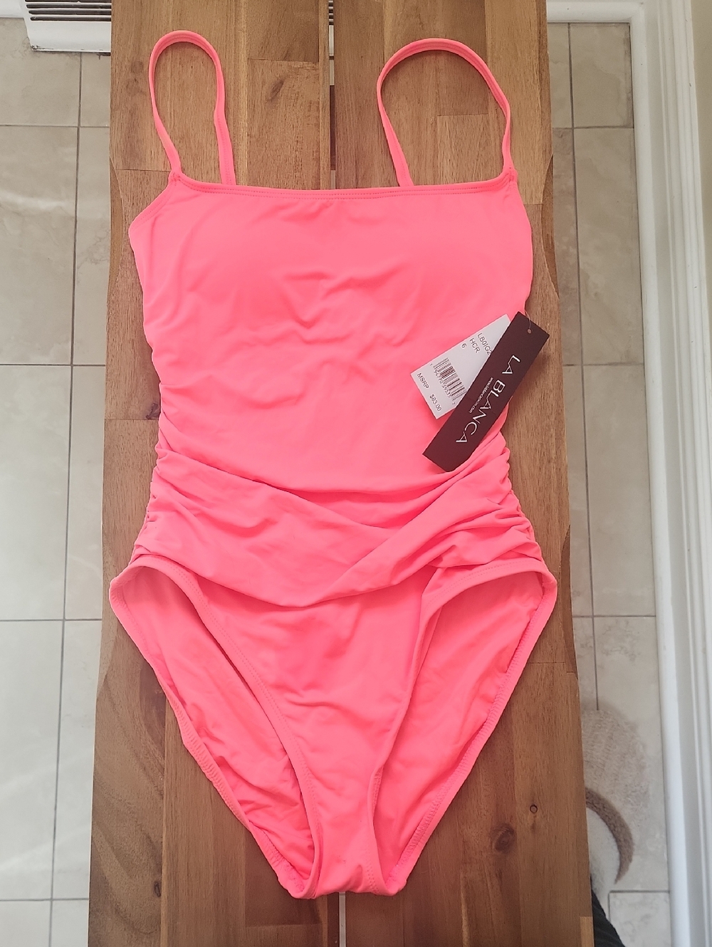 La Blanca Neon Coral Pink One-Piece Swimsuit